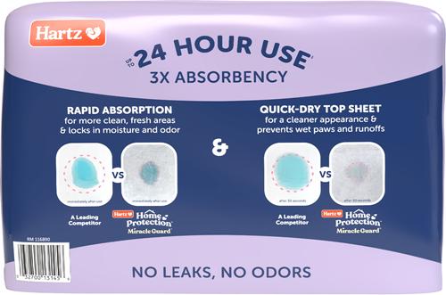 Show full view: Hartz Miracle Guard Lavender Scented Max Absorbency Odor Eliminating Dog Pads, Regular, 25 count slide 9 of 10