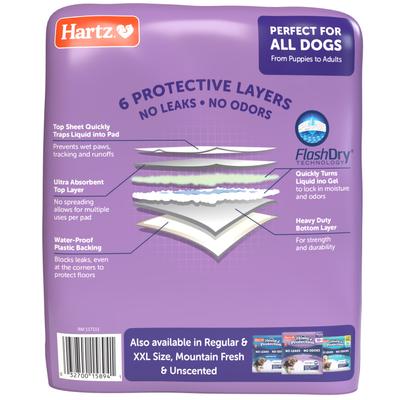 Show full view: Hartz Home Protection No Odor No Leaks Lavendar Scented 3X-Large Dog Pads, 36 x 36-in, 14 count slide 9 of 11