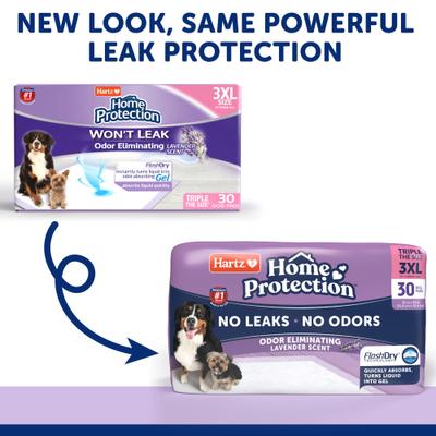Show full view: Hartz Home Protection No Odor No Leaks Lavendar Scented 3X-Large Dog Pads, 36 x 36-in, 60 count slide 9 of 10