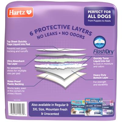 Show full view: Hartz Home Protection No Odor No Leaks Lavender Scented XX-Large Dog Pads, 30 x 30-in, 20 count slide 8 of 10