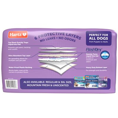 Show full view: Hartz Home Protection No Odor No Leaks Lavender Scented XX-Large Dog Pads, 30 x 30-in, 40 count slide 9 of 11