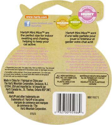 Show full view: Hartz Just for Cats Mini Mice Cat Toy with Catnip, 5 count slide 6 of 8
