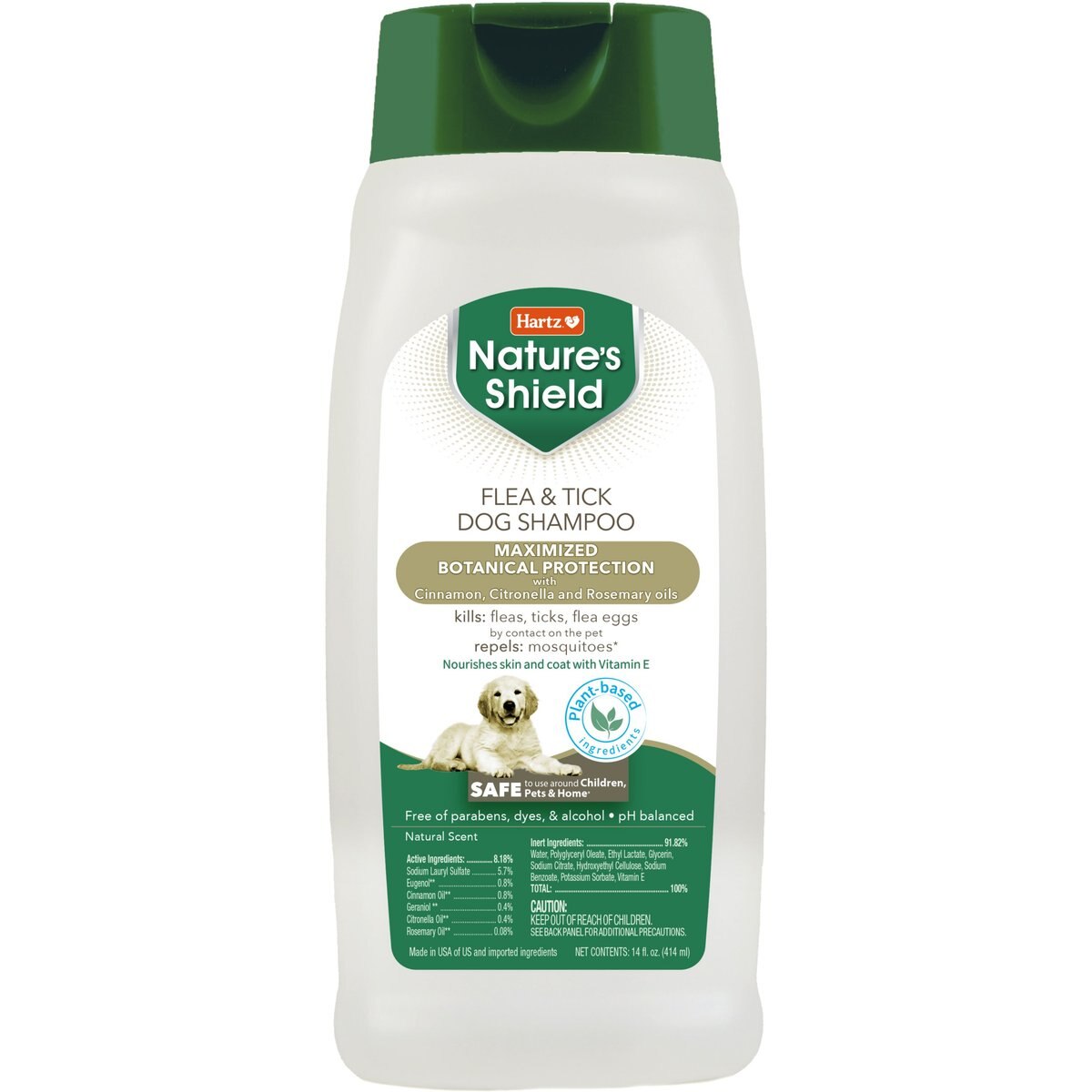 Hartz Nature's Shield Natural Flea & Tick Dog Shampoo, 14-fl oz bottle