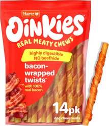 Hartz Oinkies Bacon-Wrapped Twists with 100% Real Bacon Rawhide-Free Natural Dog Treats, 14 count slide 1 of 6