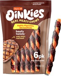 Hartz Oinkies Beefy Twists with 100% Real Beef Natural Dog Chews, 6 count