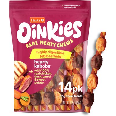 Hartz Hartz Oinkies Hearty Kabobs Chicken & Duck, Sweet Potato & Carrot Long‑Lasting Highly Digestible Rawhide‑Free Dog Chews, 14 count