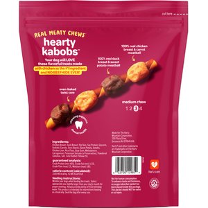 Hartz Oinkies Hearty Kabobs Chicken & Duck, Sweet Potato & Carrot Long‑Lasting Highly Digestible Rawhide‑Free Dog Chews, 18 count