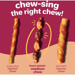 Hartz Oinkies Hearty Kabobs Chicken & Duck, Sweet Potato & Carrot Long‑Lasting Highly Digestible Rawhide‑Free Dog Chews, 18 count