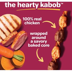 Hartz Oinkies Hearty Kabobs with 100% Real Chicken & Duck Carrot & Sweet Potato Rawhide-Free Natural Dog Treats, 18 count