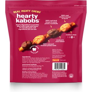Hartz Oinkies Hearty Kabobs with 100% Real Chicken & Duck Carrot & Sweet Potato Rawhide-Free Natural Dog Treats, 18 count