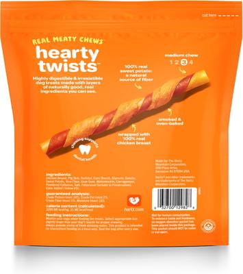 Show full view: Hartz Oinkies Hearty Twists with 100% Real Chicken Breast & Sweet Potato Rawhide-Free Natural Dog Treats, 24 count slide 4 of 13