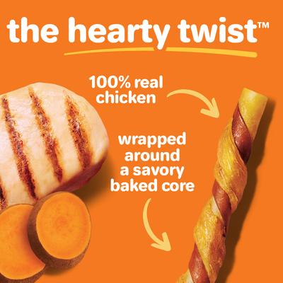 Show full view: Hartz Oinkies Hearty Twists with 100% Real Chicken Breast & Sweet Potato Rawhide-Free Natural Dog Treats, 24 count slide 5 of 13