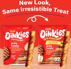 Hartz Oinkies Jerky Twists with 100% Real Chicken Breast & Smoked Pork Rawhide-Free Natural Dog Treats, 32 count slide 2 of 9