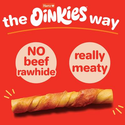 Show full view: Hartz Oinkies Jerky Twists with 100% Real Chicken Breast & Smoked Pork Rawhide-Free Natural Dog Treats, 32 count slide 6 of 12