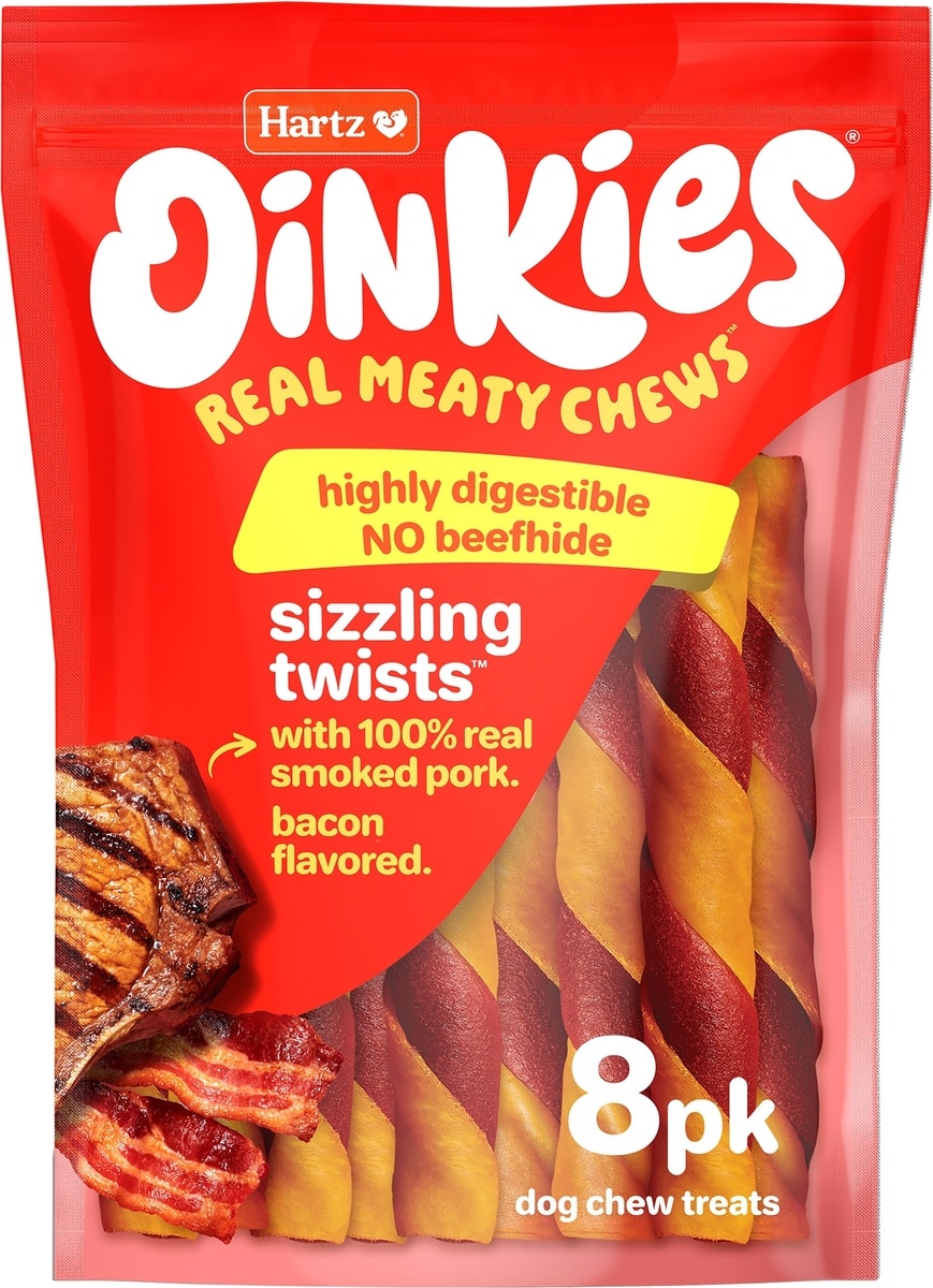 HARTZ Oinkies Sizzling Twists with 100% Real Smoked Pork Bacon