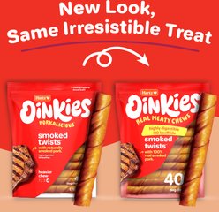 Hartz Oinkies Smoked Twists with 100% Real Smoked Pork Rawhide-Free Natural Dog Treats, 40 count slide 2 of 9