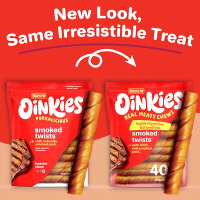 Show full view: Hartz Oinkies Smoked Twists with 100% Real Smoked Pork Rawhide-Free Natural Dog Treats, 40 count slide 3 of 12