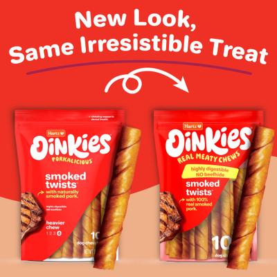 Show full view: Hartz Oinkies Smoked Twists with 100% Real Smoked Pork Rawhide-Free Natural Dog Treats, 10 count slide 3 of 12
