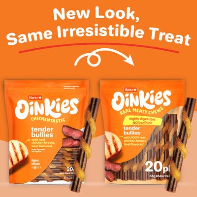 Show full view: Hartz Oinkies Tender Bullies with 100% Real Chicken Beef Flavor Rawhide-Free Natural Dog Treats, 20 count slide 3 of 13