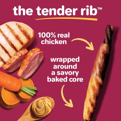 Show full view: Hartz Oinkies Tender Ribs with 100% Real Chicken & Duck Veggies & Peanut Butter Flavored Rawhide-Free Natural Dog Treats, 22 count slide 5 of 12