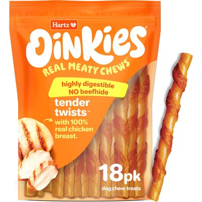 Hartz Hartz Oinkies Tender Twists Real Chicken Breast Highly Digestible Rawhide‑Free Dog Chews, 108 count bundle