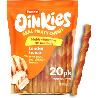 Hartz Hartz Oinkies Tender Twists Real Chicken Breast Highly Digestible Rawhide‑Free Dog Chews, 20 count