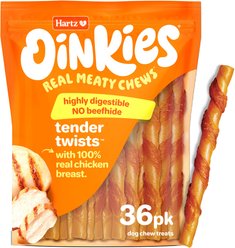 Hartz Oinkies Tender Twists Real Chicken Breast Highly Digestible Rawhide‑Free Dog Chews, 36 count