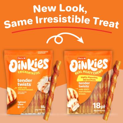 Show full view: Hartz Oinkies Tender Twists with 100% Real Chicken Breast Rawhide-Free Natural Dog Treats, 18 count slide 3 of 12