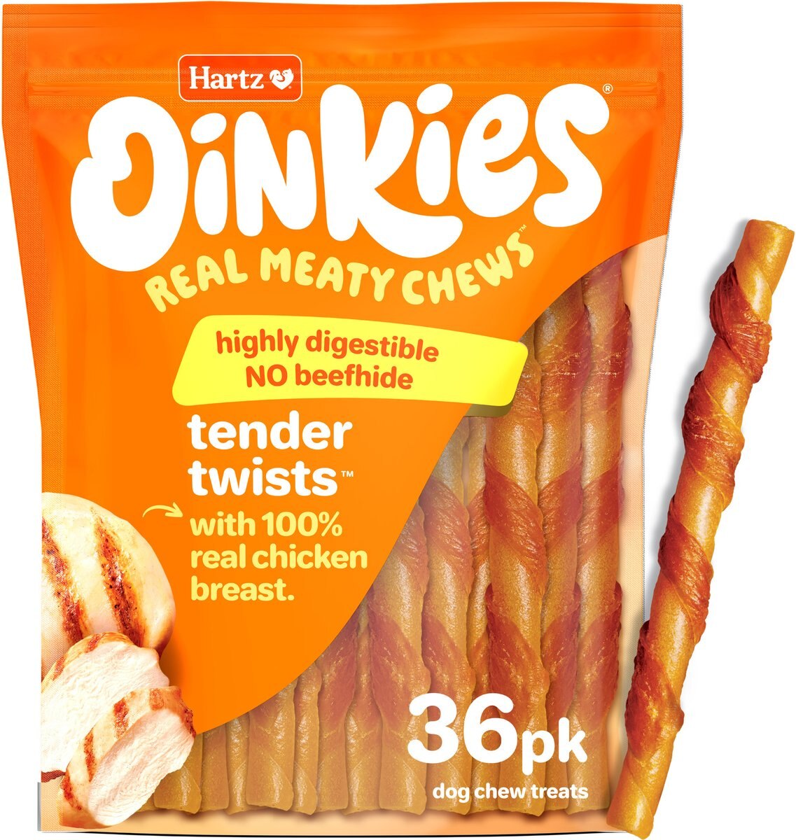 Hartz Oinkies Tender Twists with 100% Real Chicken Breast Rawhide-Free Natural Dog Treats