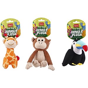 Hartz Tiny Dog Jungle Squeaky Plush Dog Toy, Character Varies, 1 count