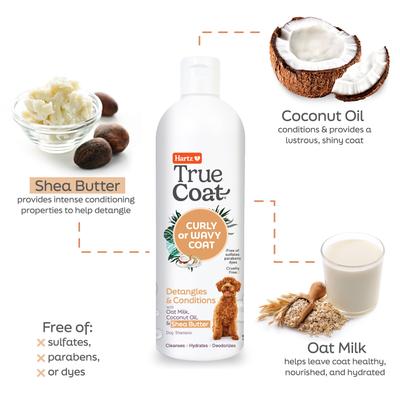Show full view: Hartz True Coat Curly or Wavy Detangles & Conditions with Oat Milk, Coconut Oil & Shea Butter Dog Shampoo, 16-fl oz bottle slide 5 of 10