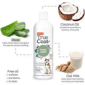 Hartz True Coat Thick De-Sheds & Softens with Oat Milk, Coconut Oil & Aloe Dog Shampoo, 16-fl oz bottle