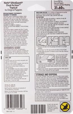 Show full view: Hartz UltraGuard Dual Action Flea & Tick Spot Treatment for Dogs, 31-60 lbs, 3 Doses (3-mos. supply) slide 2 of 9