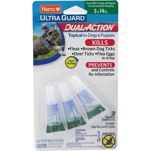 Hartz UltraGuard Dual Action Flea & Tick Spot Treatment for Dogs, 5-14 lbs, 3 Doses (3-mos. supply)