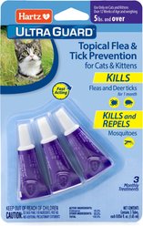 Hartz UltraGuard Flea & Tick Spot Treatment for Cats, over 5 lbs, 3 Doses (3-mos. supply)