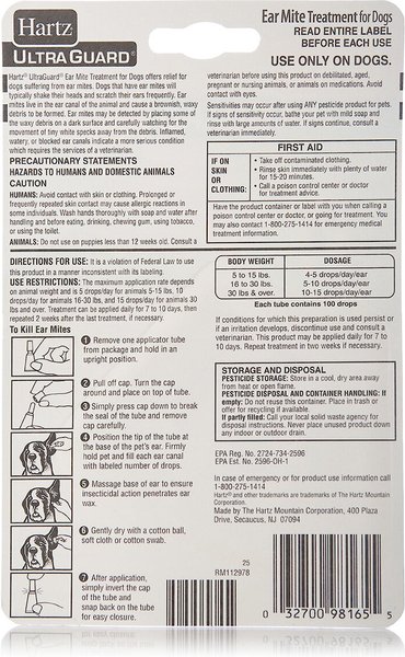 Hartz UltraGuard Medication for Ear Mites for Dogs