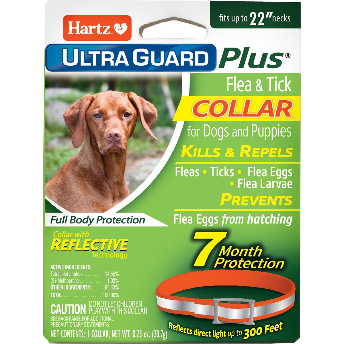 Hartz UltraGuard Plus Flea & Tick Reflective Collar for Dogs, Medium & Large Breeds, 1 Collar (7-mos. supply)
