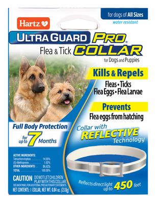 Show full view: Hartz UltraGuard Pro Reflecting Flea & Tick Collar for Dogs & Puppies, 1 Collar (7-mos. supply) + Nature's Shield Natural Flea & Tick Home Spray slide 2 of 9