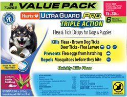 Hartz UltraGuard Pro Triple Action Flea & Tick Spot Treatment for Dogs, 15-30 lbs, 6 Doses (6-mos. supply)