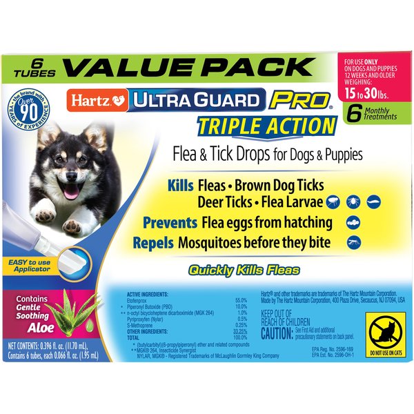 Hartz UltraGuard Pro Triple Action Flea & Tick Spot Treatment for Dogs, 15-30 lbs