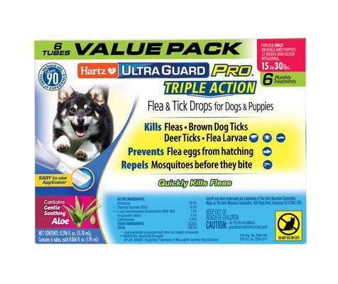 Show full view: Hartz UltraGuard Pro Triple Action Flea & Tick Spot Treatment for Dogs, 15-30 lbs, 6 Doses (6-mos. supply) slide 1 of 10