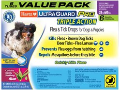 Hartz UltraGuard Pro Triple Action Flea & Tick Spot Treatment for Dogs, 31-60 lbs, 6 Doses (6-mos. supply)
