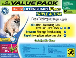 Hartz UltraGuard Pro Triple Action Flea & Tick Spot Treatment for Dogs, 5-14 lbs, 6 Doses (6-mos. supply)