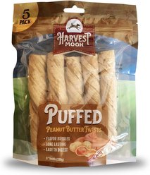 Harvest Moon Hide Free 5-in Peanut Butter Puffed Twist Dog Treat, 5 count