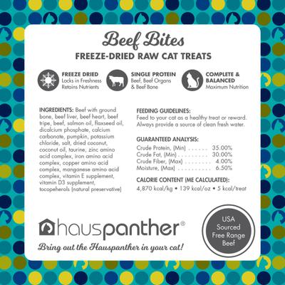 Show full view: Hauspanther Beef Bites Nuggets Freeze-Dried Raw Cat Treats, 1.5-oz bag slide 4 of 9