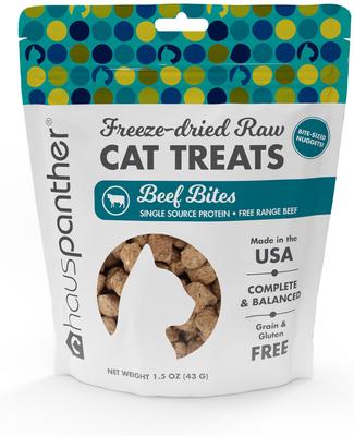 Show full view: Hauspanther Beef Bites Nuggets Freeze-Dried Raw Cat Treats, 1.5-oz bag slide 7 of 9