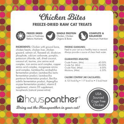 Show full view: Hauspanther Chicken Bites Nuggets Freeze-Dried Raw Cat Treats, 1.5-oz bag slide 4 of 9