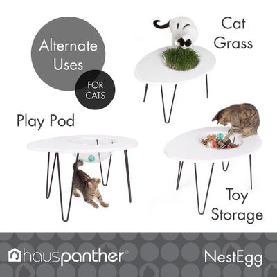 Show full view: Hauspanther NestEgg Raised Cat Bed & Side Table, White slide 4 of 11