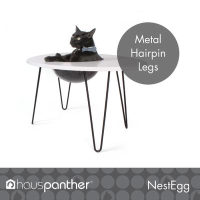 Show full view: Hauspanther NestEgg Raised Cat Bed & Side Table, White slide 7 of 11
