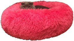 HDP Round Fuzzy Bolster Dog Bed, Pink
